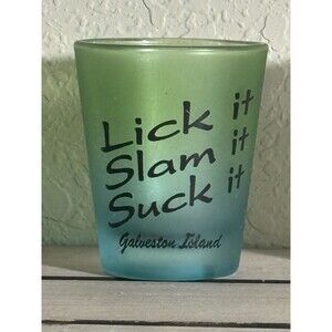 Vintage Galveston Island Texas gradient blue green shot glass funny humor